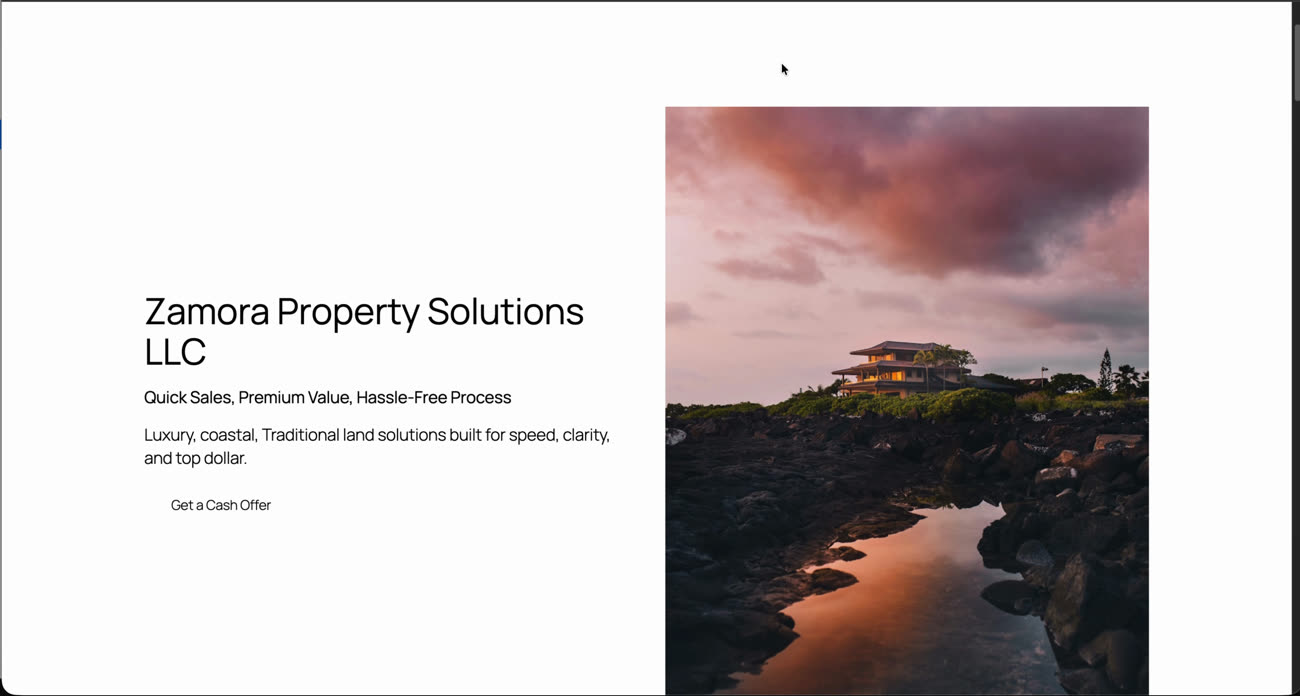 Zamora Property Solutions' previous website — plain unstyled template